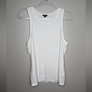 Express White Ribbed Tank - Sleeveless Scoop Neck Drop Sleeve Muscle Tank